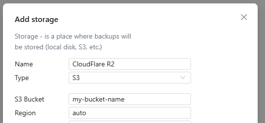 Fill your bucket name in Cloudflare R2