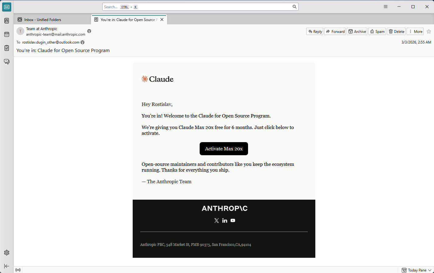 Databasus accepted into Claude for Open Source program by Anthropic