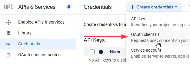 Create OAuth client ID